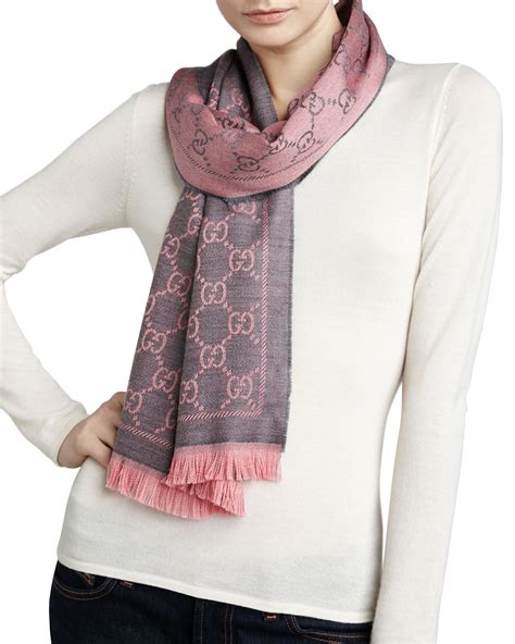 gucci scarf monogram wool|Gucci wool scarf women's.